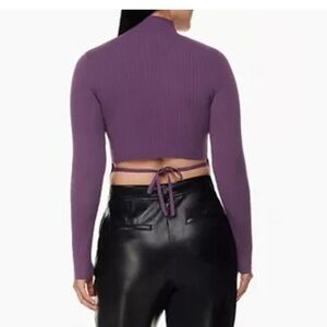 Aritzia Babaton Sculpt Knit Tie-back Sweater Top in Purple